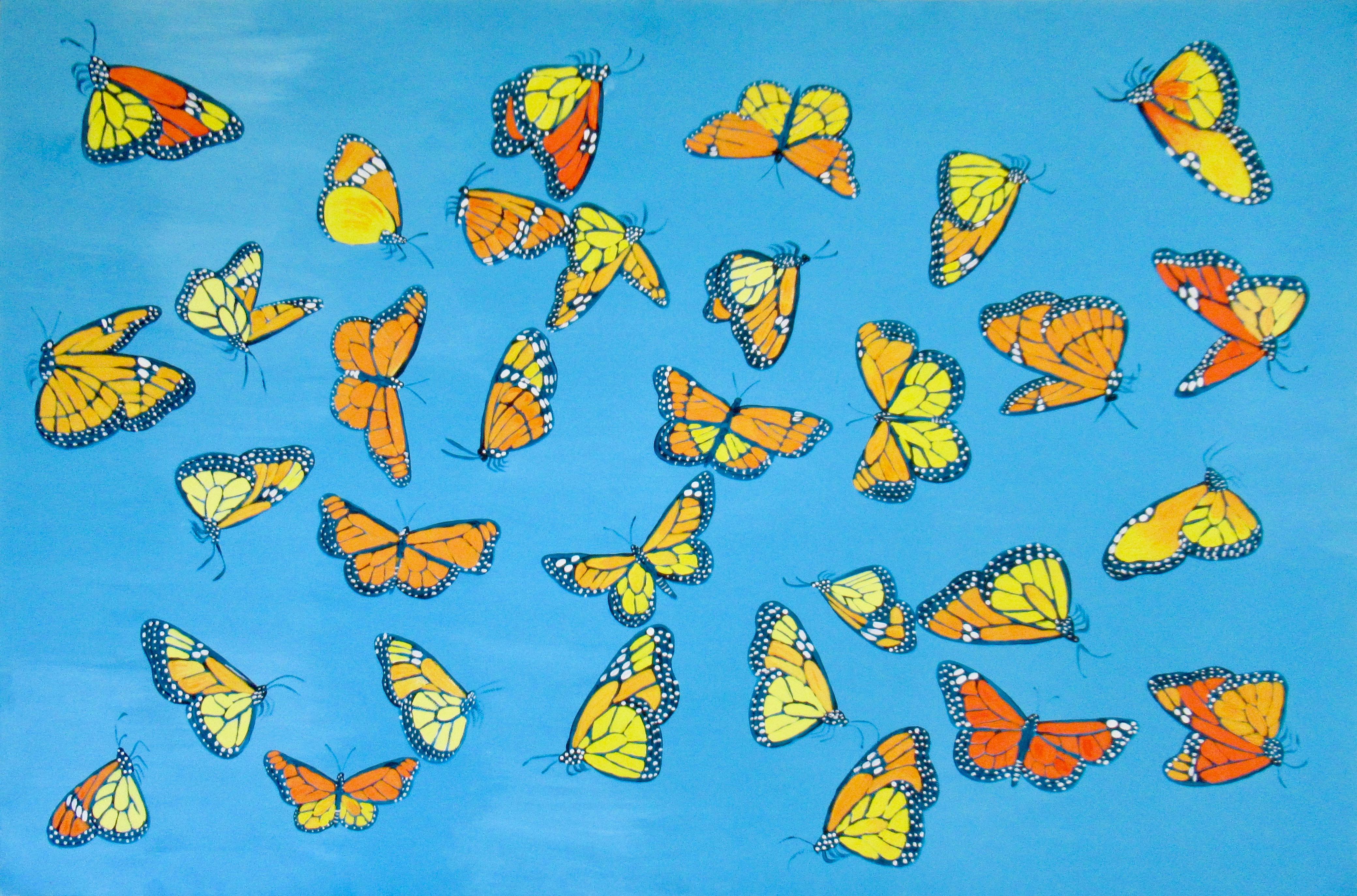 Natasha Tayles Animal Painting - Monarch Butterflies 3, Original Painting