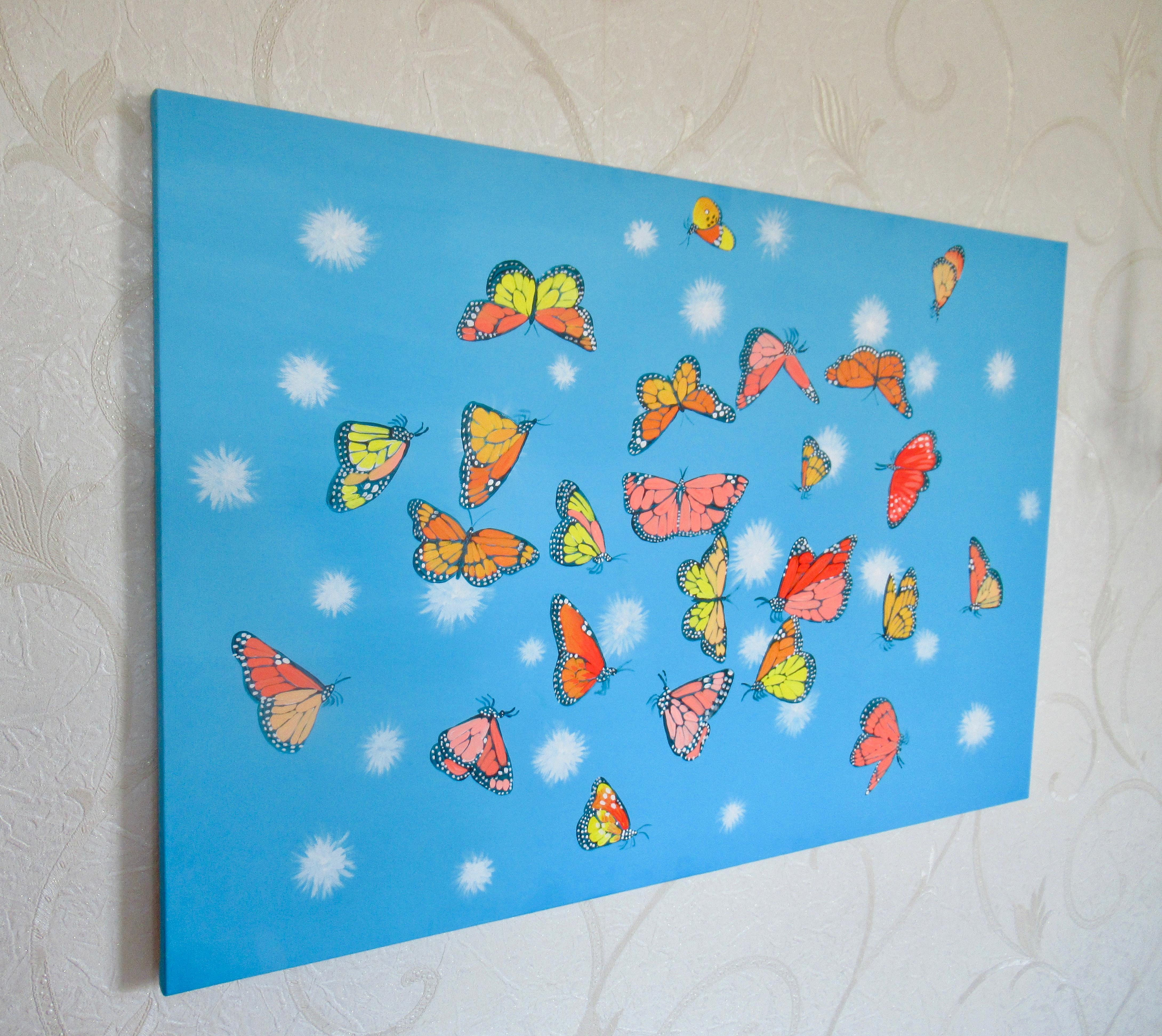 Mariposas Monarca y Pelusas, Pintura Original - Painting de Natasha Tayles