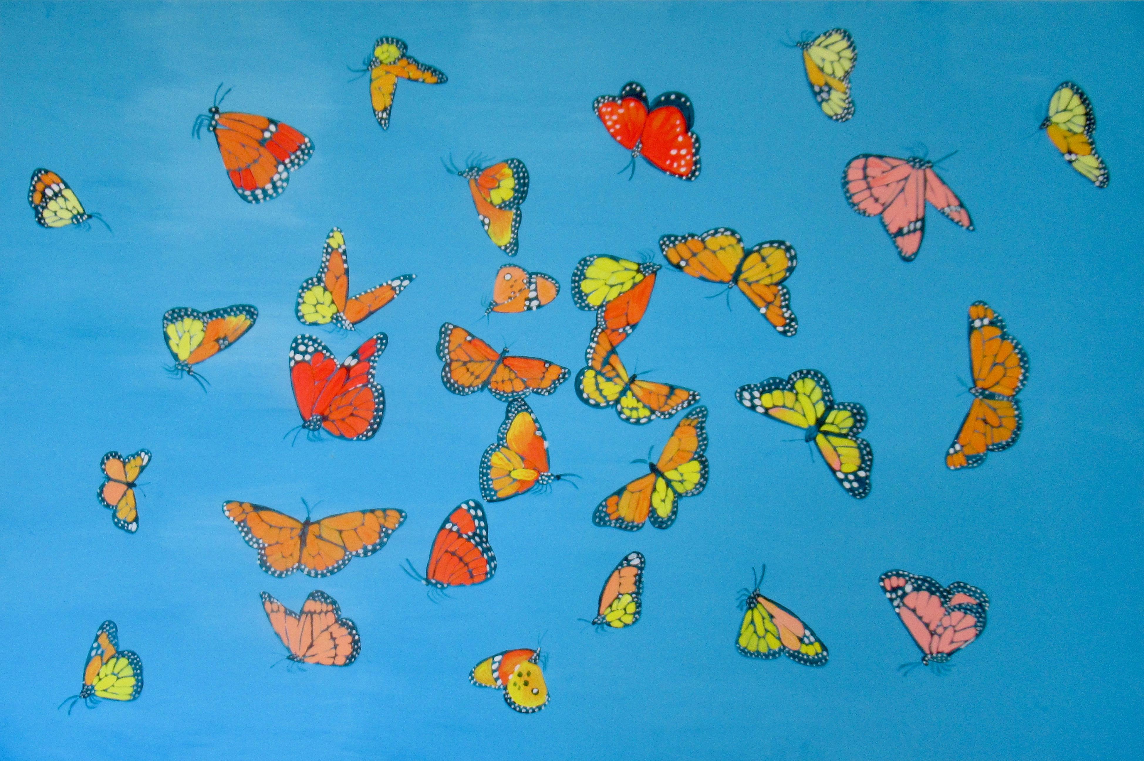 Natasha Tayles Animal Painting - Monarch Butterflies, Original Painting