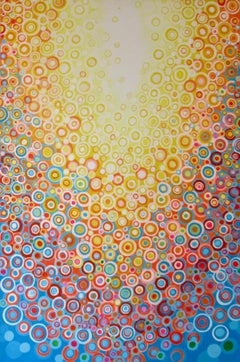 10, Abstraktes Gemälde in Orange und Blau