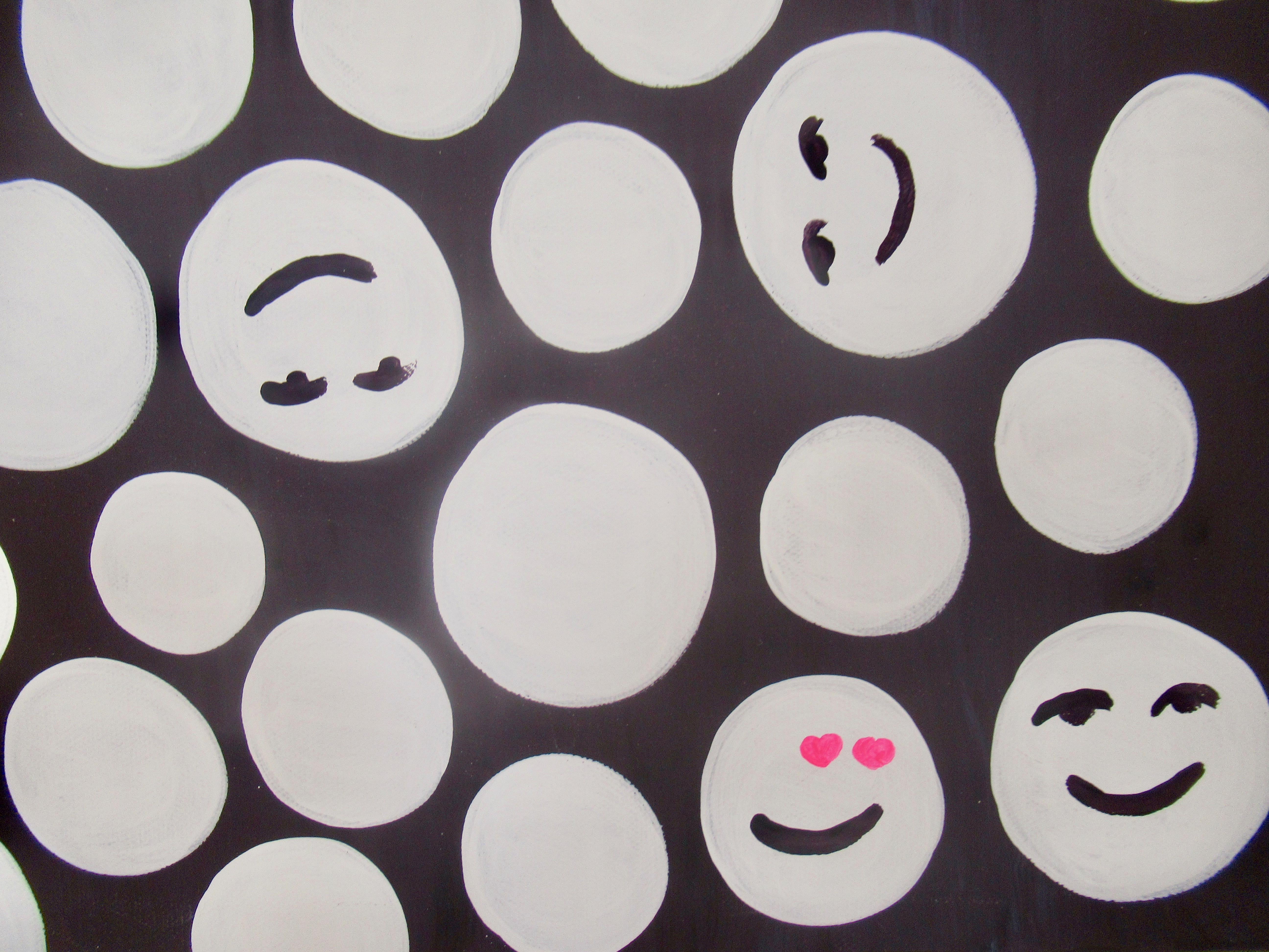 Peinture abstraite « Smiling Faces 3 » en vente 1