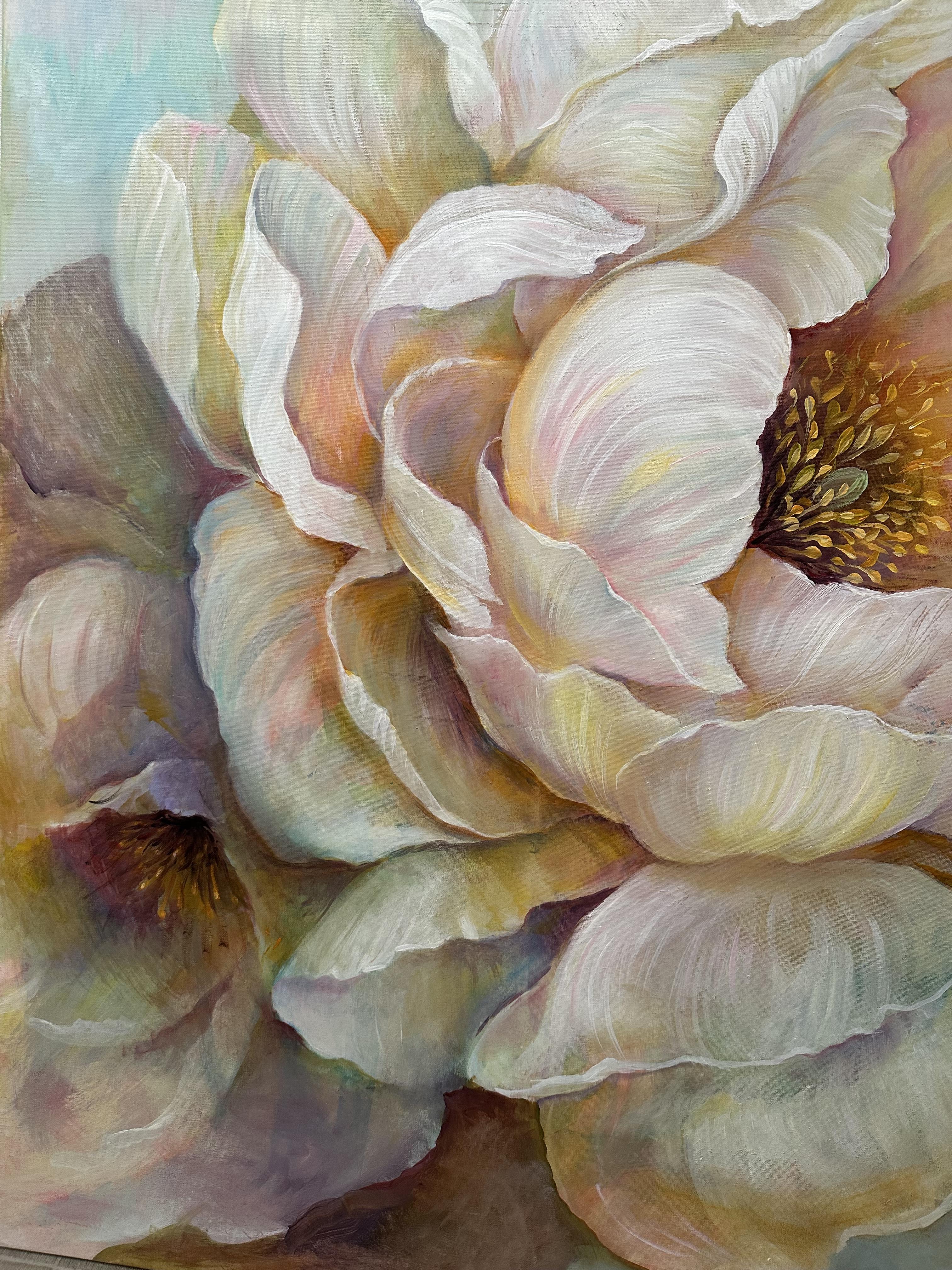 In die Pfingstrosen gefallen (Braun), Interior Painting, von Natasha Villone