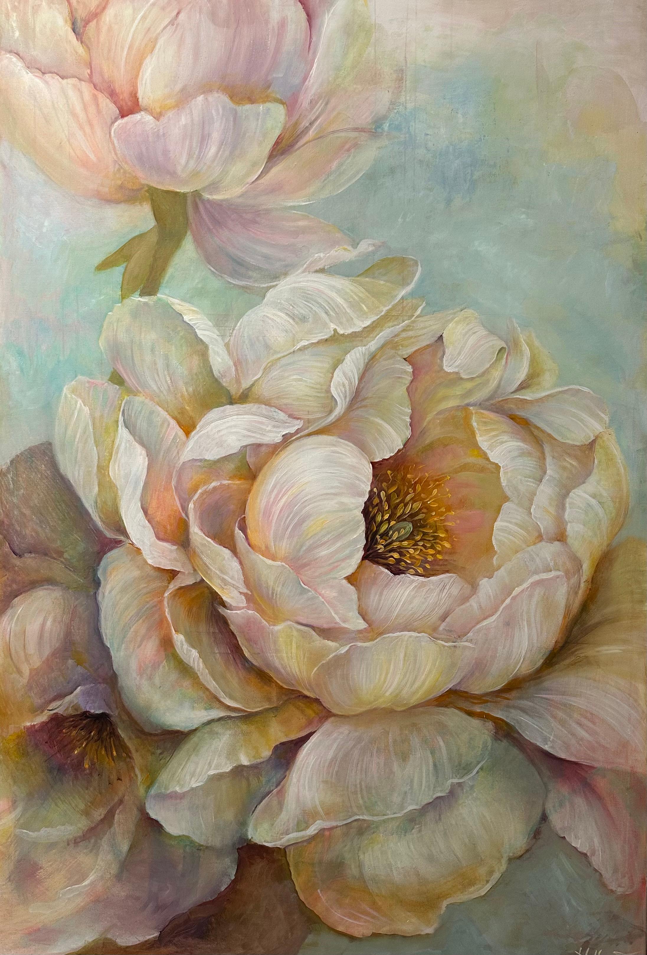 Natasha Villone Interior Painting – In die Pfingstrosen gefallen