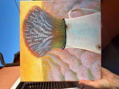Lavande au coucher du soleil . Peinture acrylique impressionniste semi-abstraite