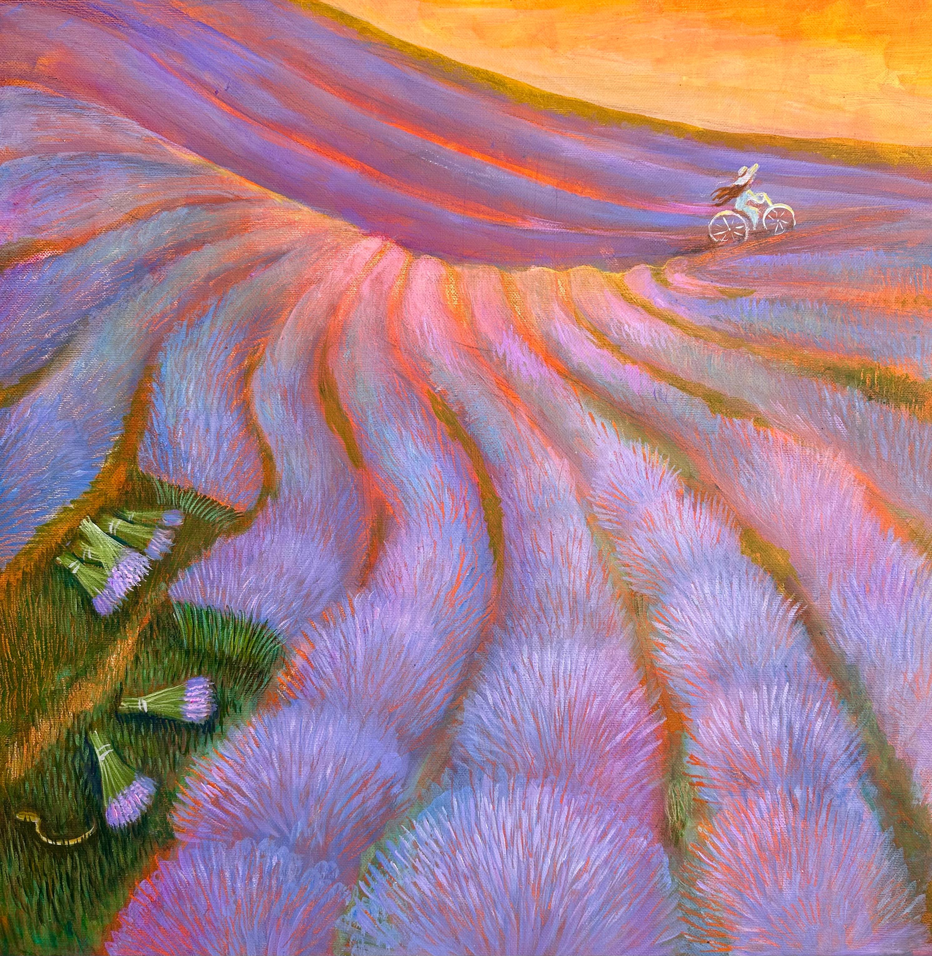 "Brezza di lavanda" paesaggio, botanica, arte naïf