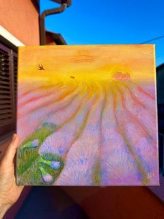 Lavendelernte. Abstrakt-impressionistisch, Acrylfarbe