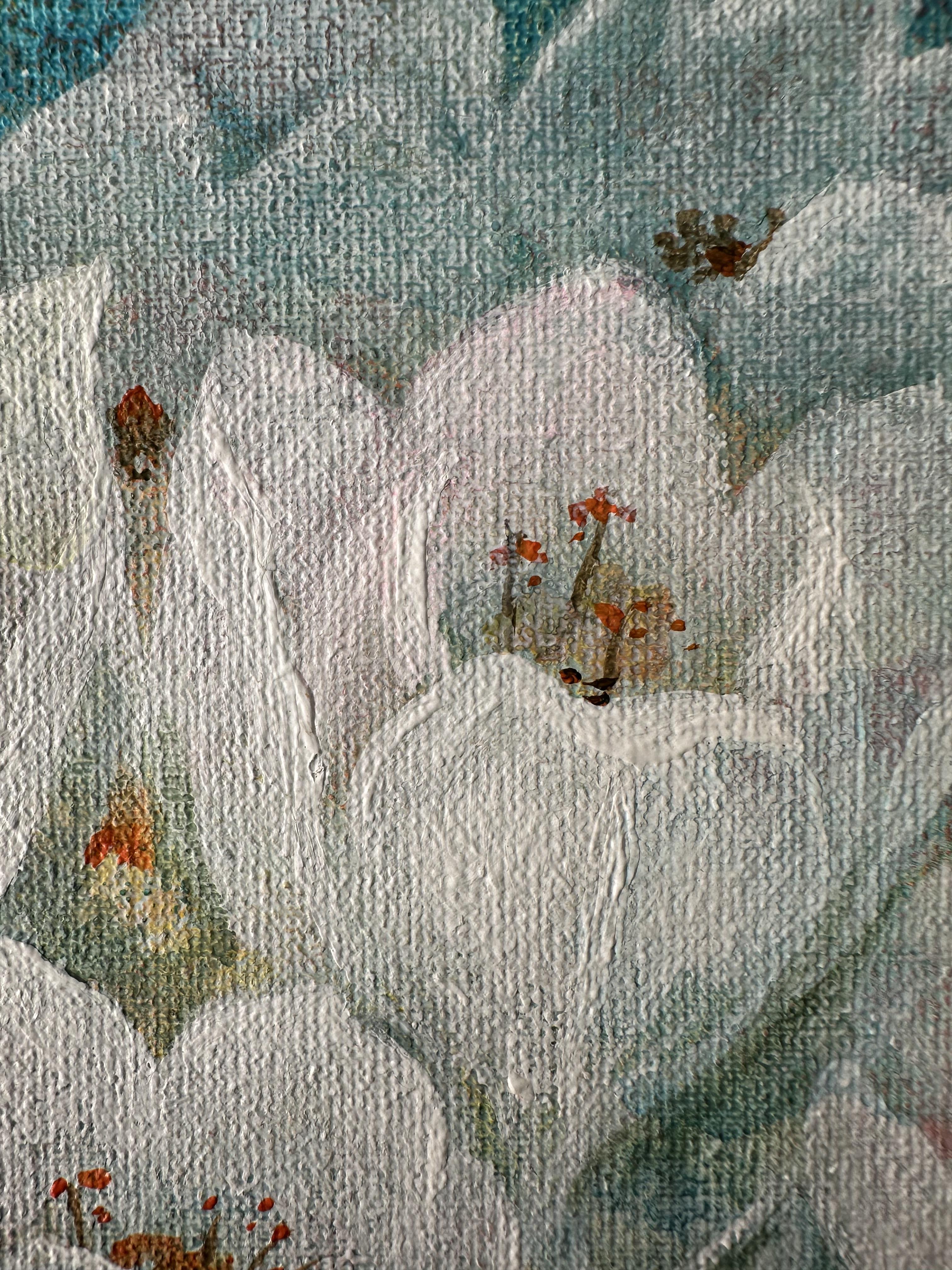 La primavera è arrivata. Originale  pittura floreale . Piccolo .Quadrato.Acrilico su tela - Painting di Natasha Villone