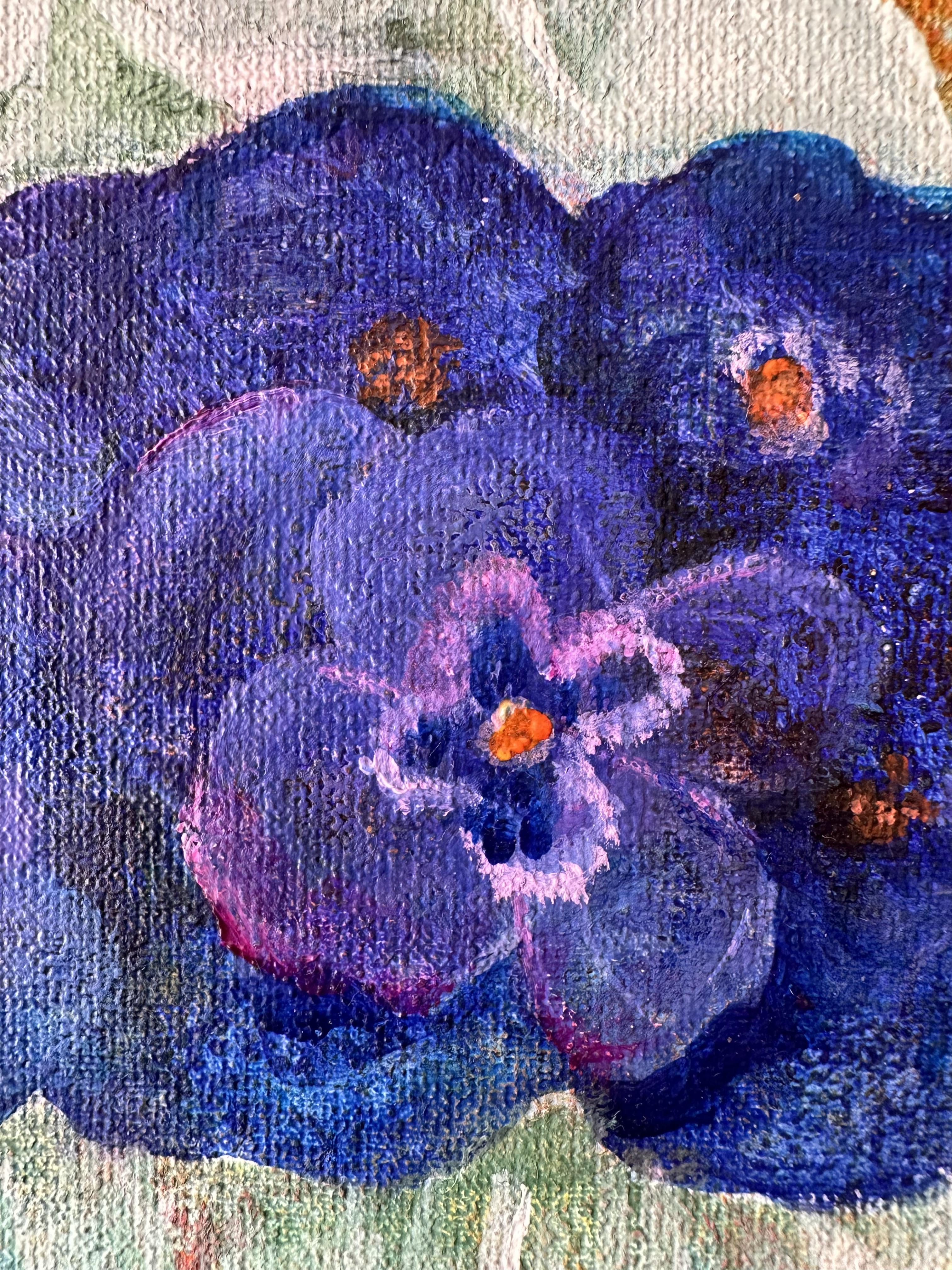 La primavera è arrivata. Originale  pittura floreale . Piccolo .Quadrato.Acrilico su tela - Painting Surrealismo di Natasha Villone