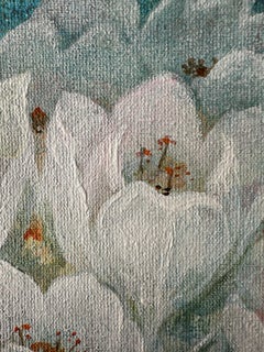 Der Frühling ist hier. Original Blumengemälde. Kleines .Square. Acryl auf Leinwand