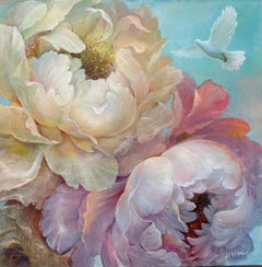 "Caer en rosas" botánica, flores, pintura interior
