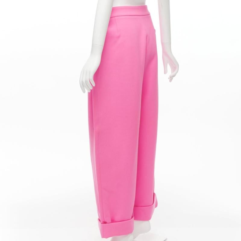 Women's NATASHA ZINKO 100% wool high waist pleated front wide leg rolled pants FR34 XS For Sale