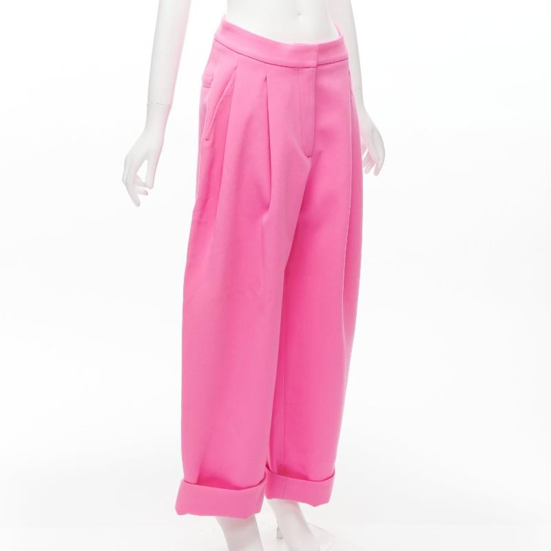 NATASHA ZINKO 100% wool high waist pleated front wide leg rolled pants FR34 XS For Sale 1