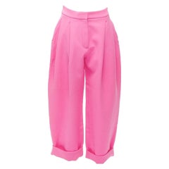 NATASHA ZINKO 100% Wolle Hose mit hoher Taille und plissierter Vorderseite und weitem Bein, gerollt FR34 XS