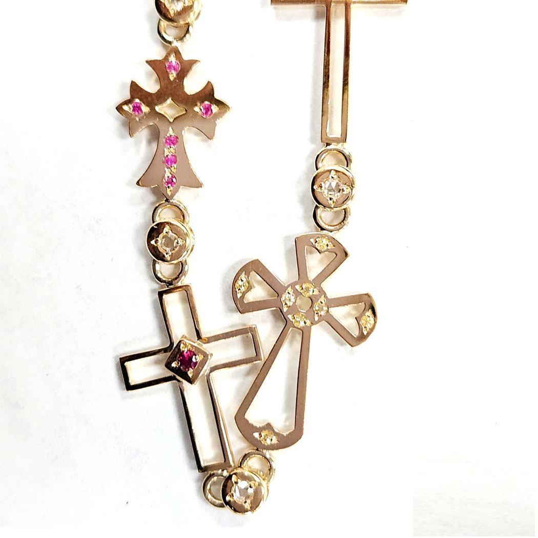 Natasha Zinko 18K Yellow Gold “Crosses” Choker Necklace – Made in France For Sale 2