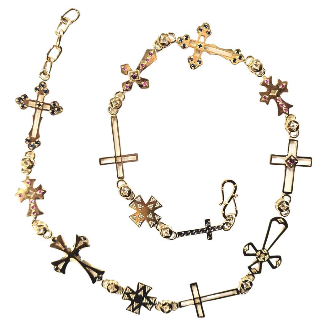 Collana girocollo "Croci" in oro giallo 18 carati di Natasha Zinko - Made in France in vendita