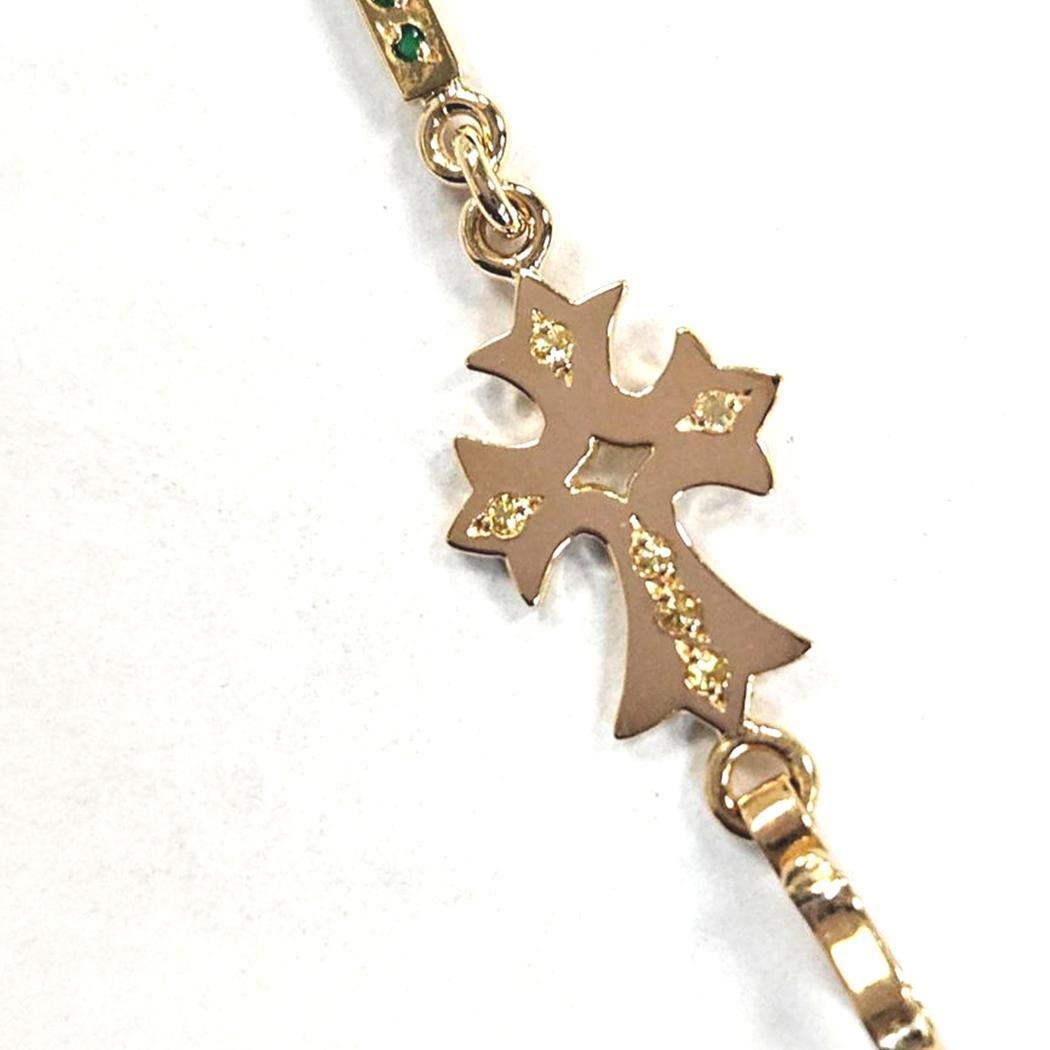 Natasha Zinko - Bracelet à maillons croisés en or jaune 18K sertis de pierres précieuses Neuf - En vente à North Miami, FL