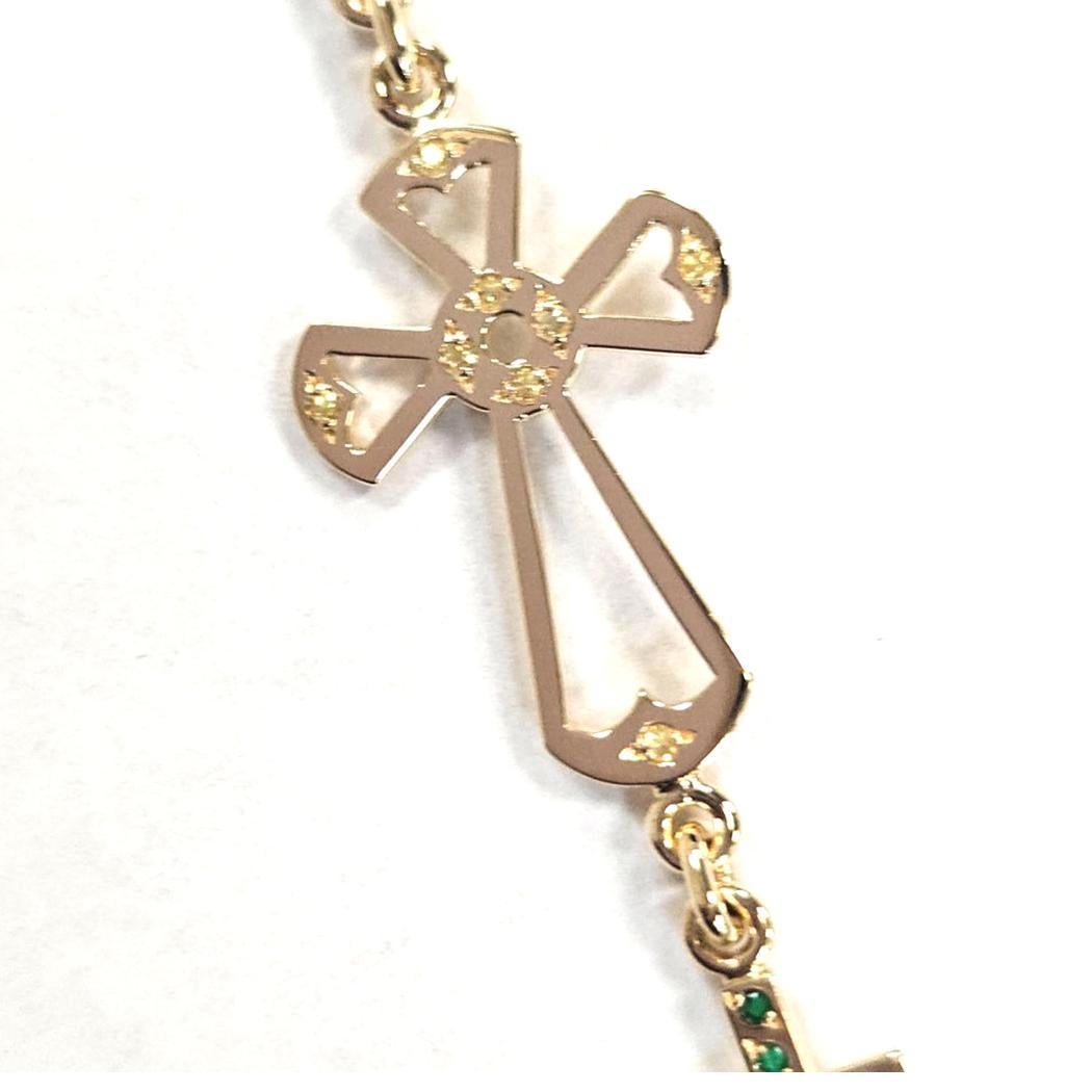 Natasha Zinko - Bracelet à maillons croisés en or jaune 18K sertis de pierres précieuses en vente 1