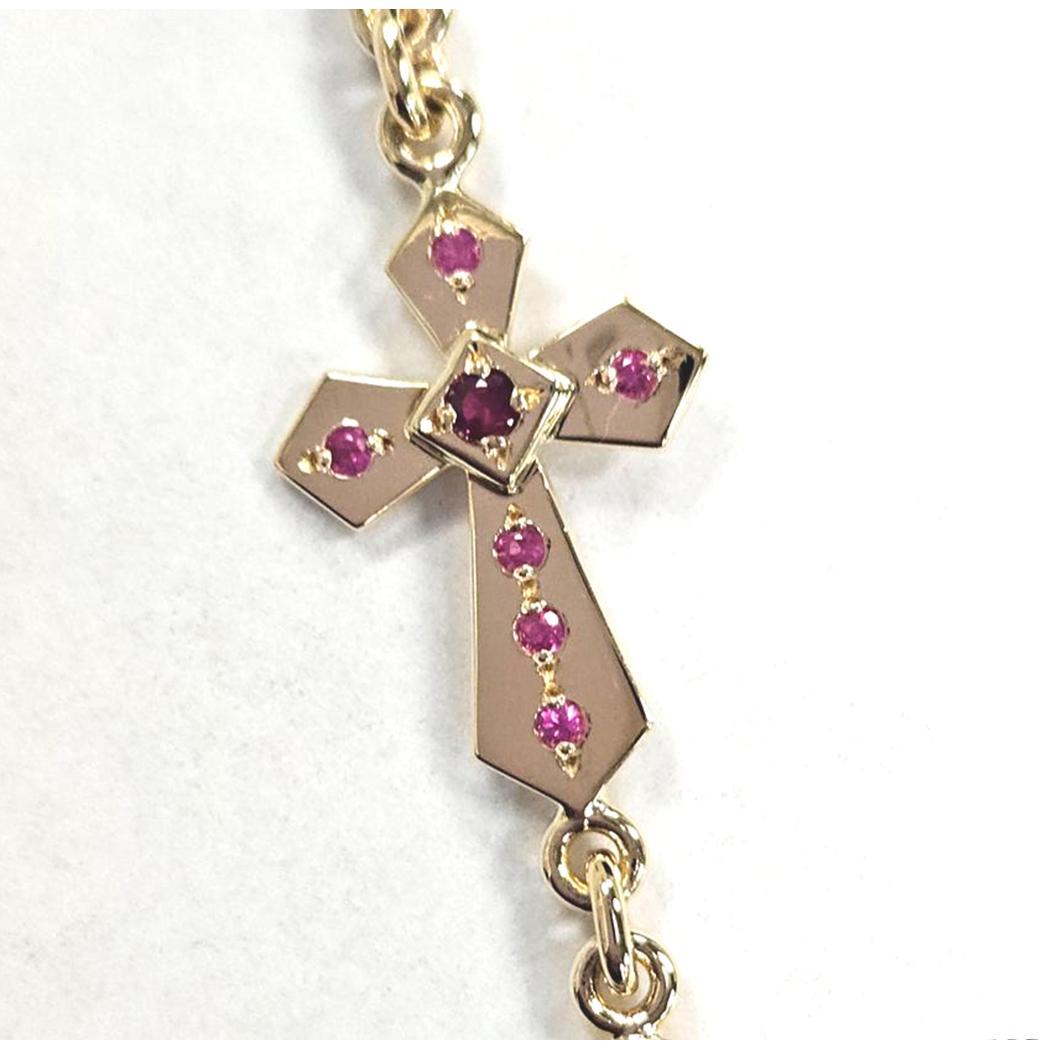 Natasha Zinko - Bracelet à maillons croisés en or jaune 18K sertis de pierres précieuses en vente 2