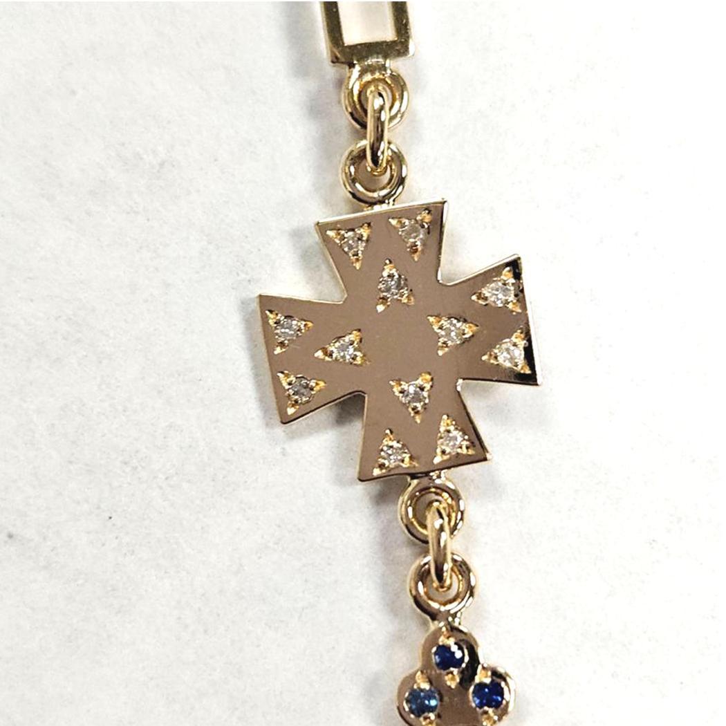Natasha Zinko - Bracelet à maillons croisés en or jaune 18K sertis de pierres précieuses en vente 4
