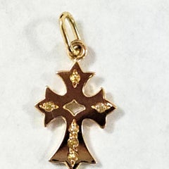 Natasha Zinko 18kt Yellow Gold Cross Pendant with Yellow Sapphires