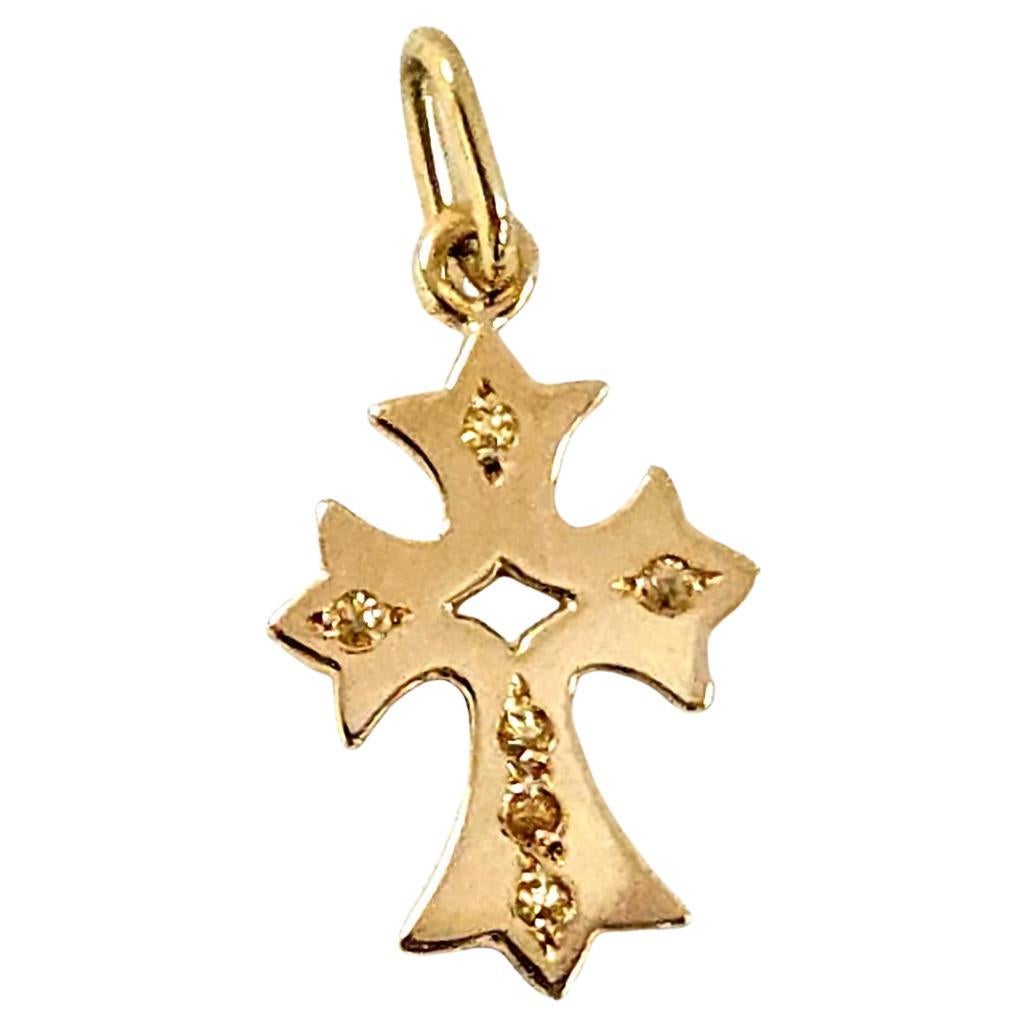 Natasha Zinko 18kt Yellow Gold Cross Pendant with Yellow Sapphires en venta