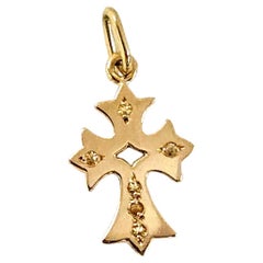Natasha Zinko 18kt Yellow Gold Cross Pendant with Yellow Sapphires