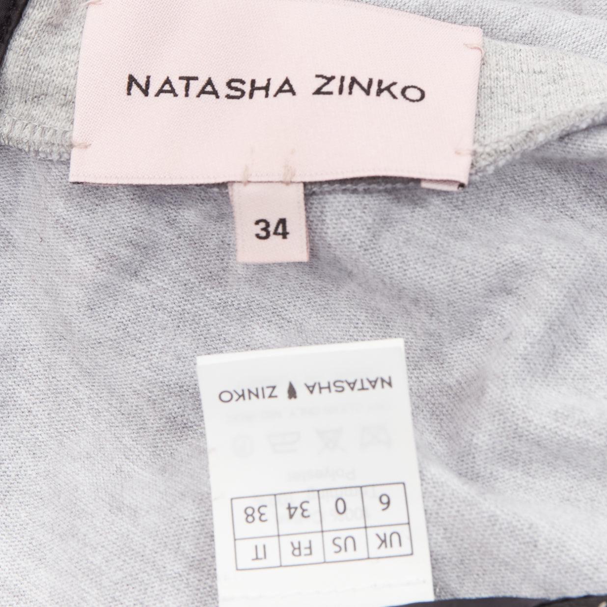 NATASHA ZINKO grey cotton holographic boned waist black tulle tshirt For Sale 4