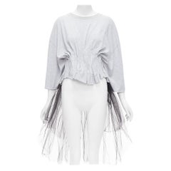 NATASHA ZINKO grey cotton holographic boned waist black tulle tshirt