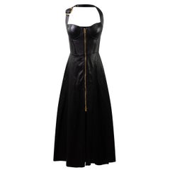 Vintage NATASHA ZINKO Leather Zip up Corset Dress S