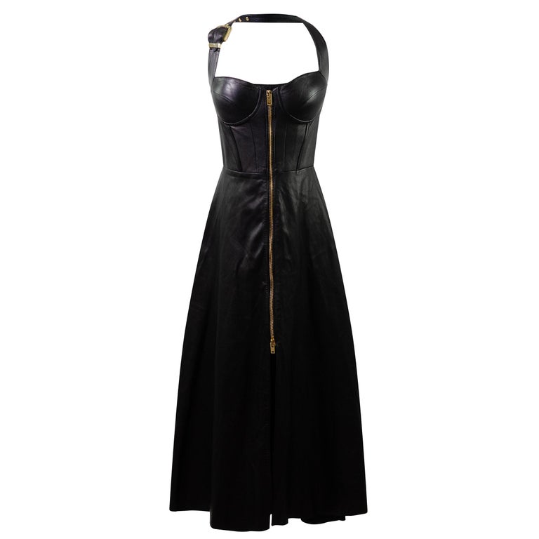 NATASHA ZINKO Leather Zip up Corset Dress S For Sale at 1stDibs