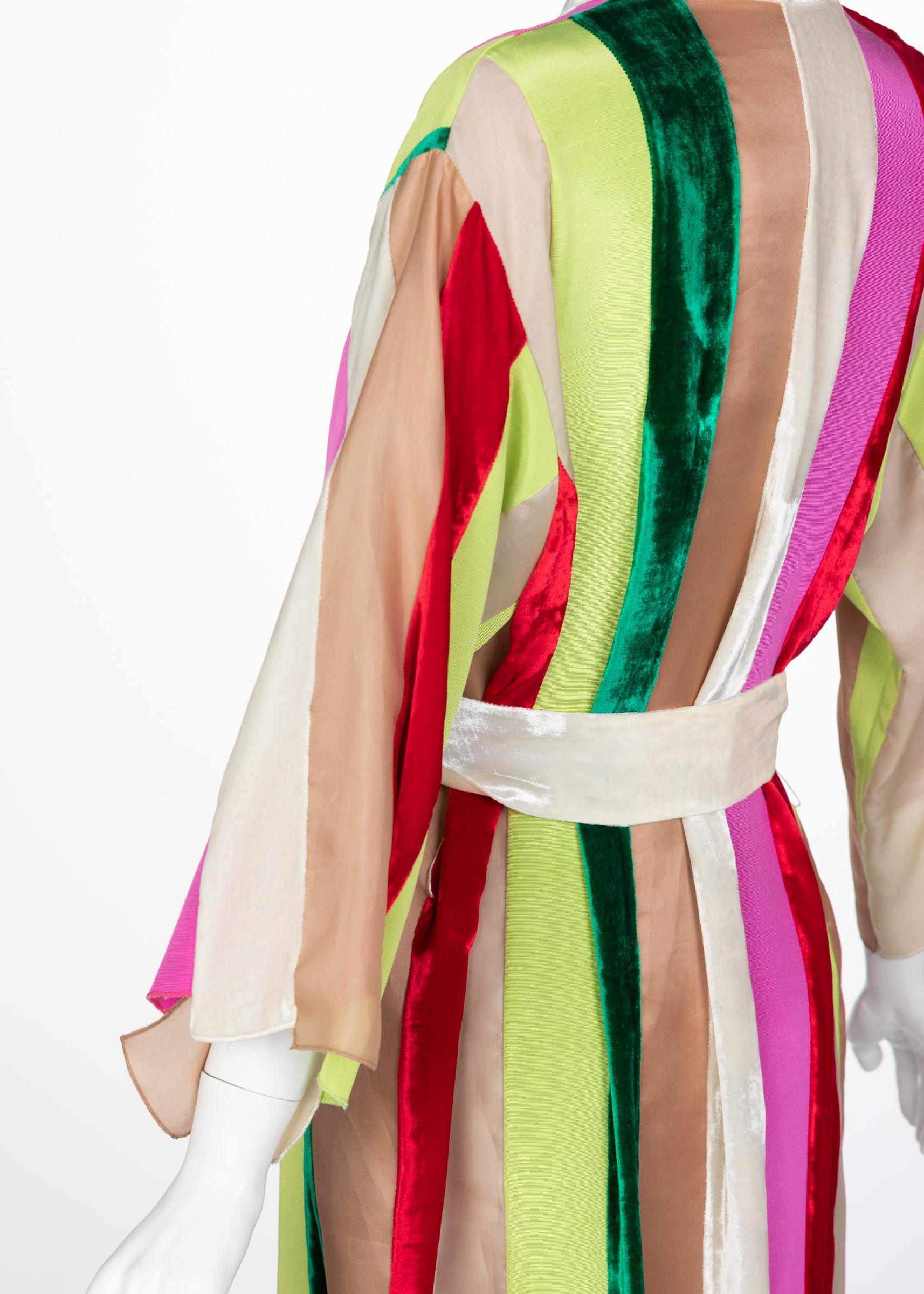 Natasha Zinko Multicolor Silk Velvet Stripe Ribbon Robe Dress, 2015 4