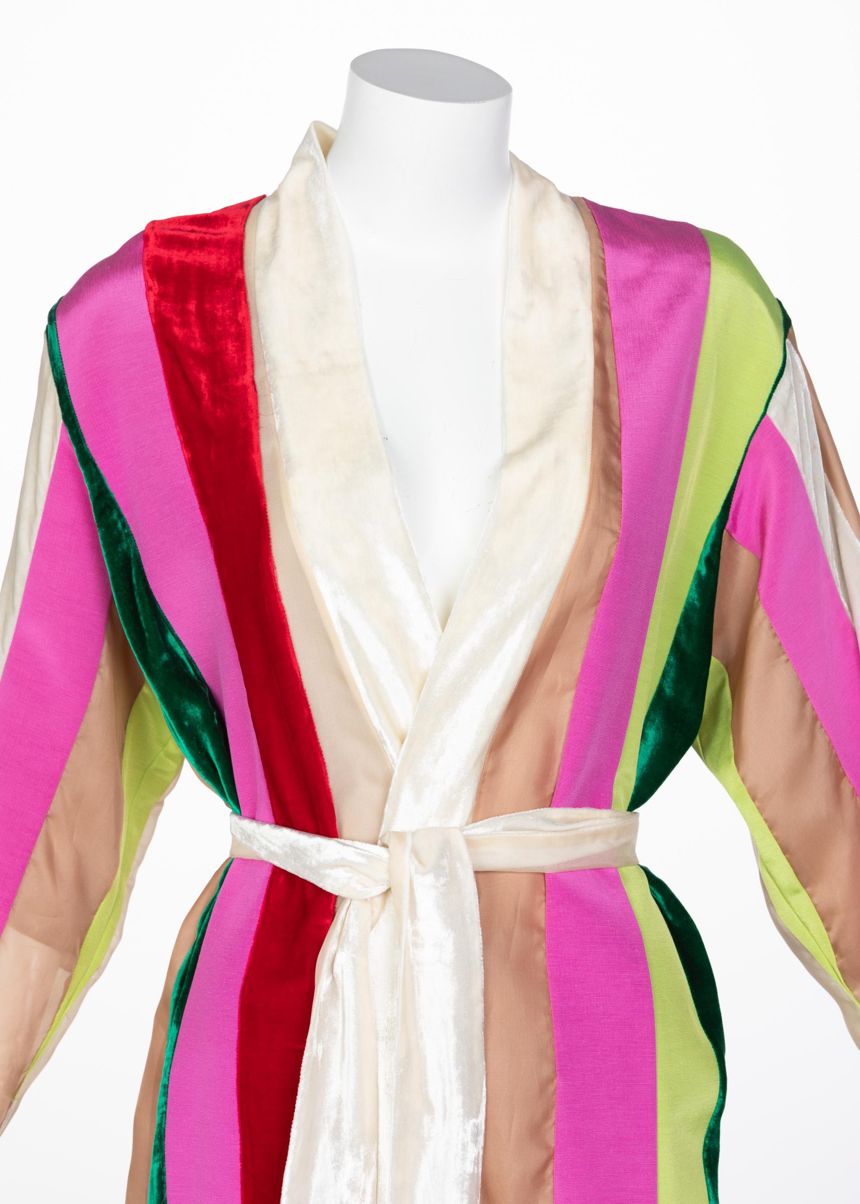 Natasha Zinko Multicolor Silk Velvet Stripe Ribbon Robe Dress, 2015 1