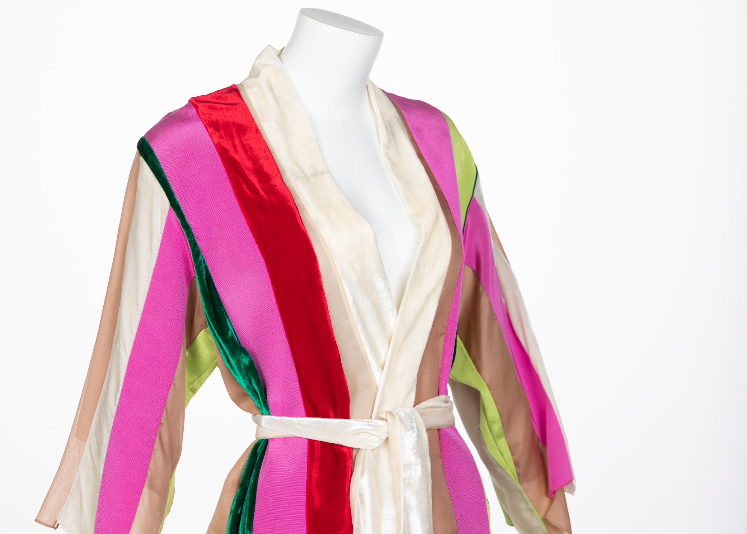 Natasha Zinko Multicolor Silk Velvet Stripe Ribbon Robe Dress, 2015 2