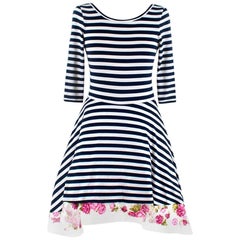 Natasha Zinko Striped Low-Back Dress with Tulle Underskirt XXS 34 Natasha Zinko Striped Low-Back Dress with Tulle Underskirt XXS 34