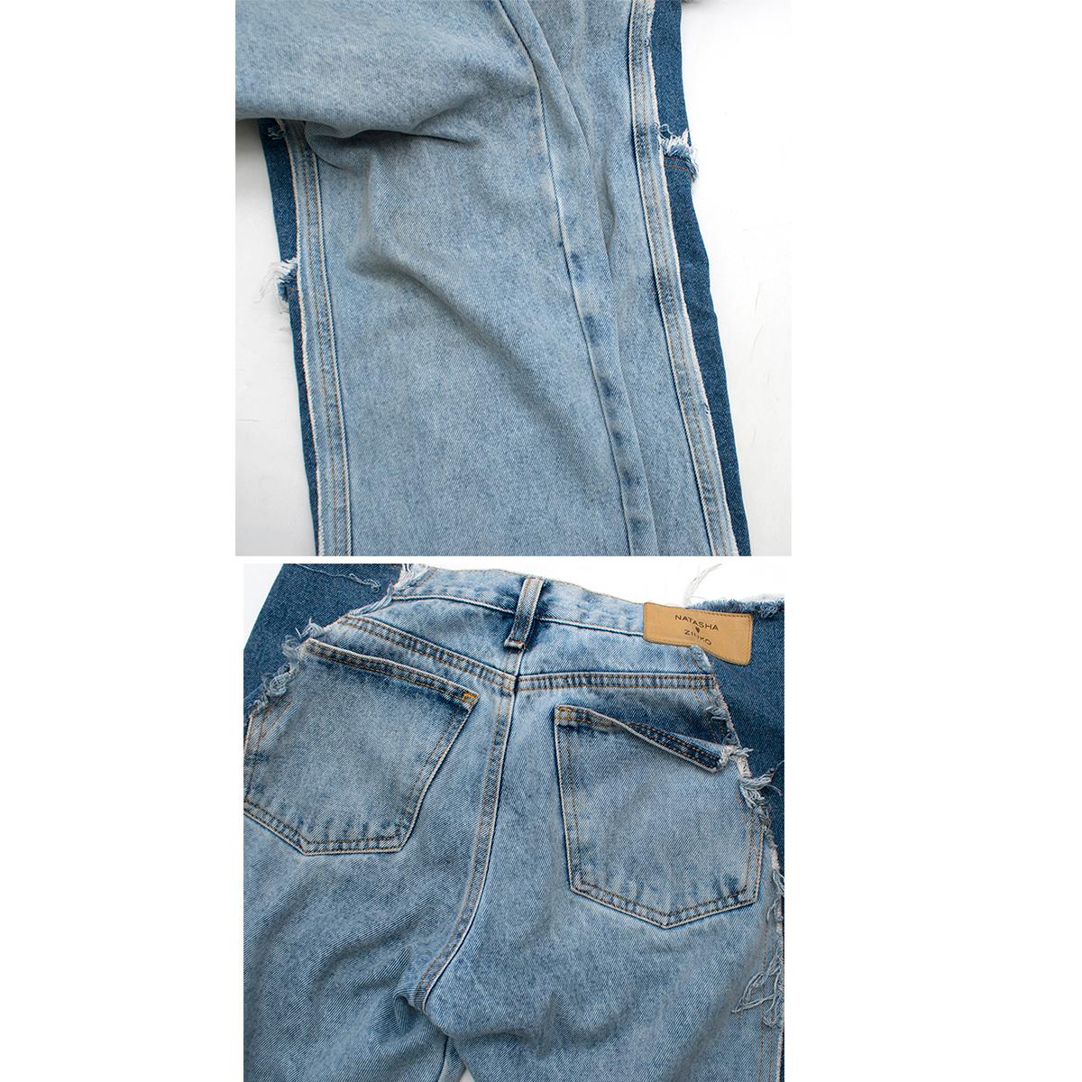 Natasha Zinko Two-Tone Distressed Cropped Jeans US 4 For Sale 5