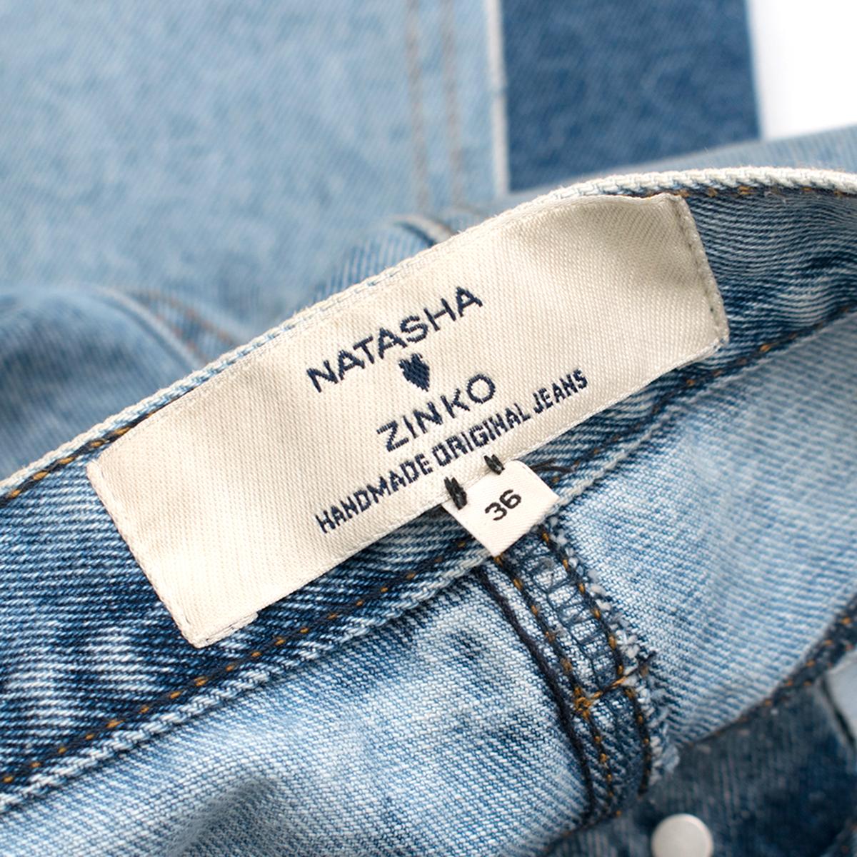 Natasha Zinko Two-Tone Distressed Cropped Jeans US 4 For Sale 2