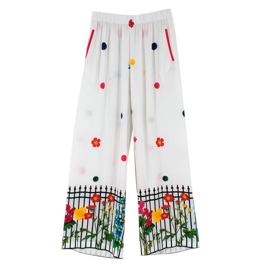 Natasha Zinko White Floral Print Spotted Pants & Top - Size US 2/4 In Excellent Condition For Sale In London, GB