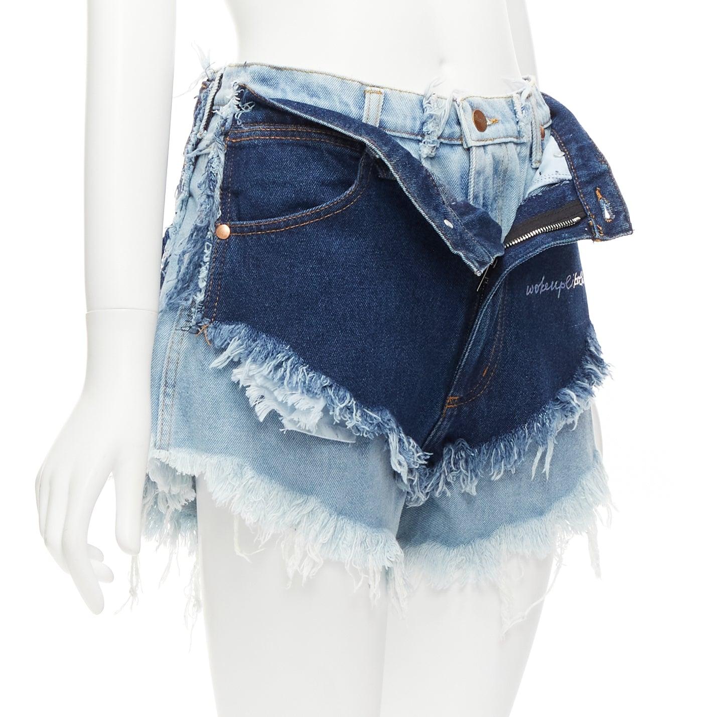 NATASHA ZINKO WRANGLER blue deconstructed layered double denim frayed shorts FR34 XS
Reference: AAWC/A00968
Brand: Natasha Zinko
Collection: Wrangler
Material: Denim
Color: Blue
Pattern: Solid
Closure: Zip Fly
Lining: Blue Fabric
Extra Details: