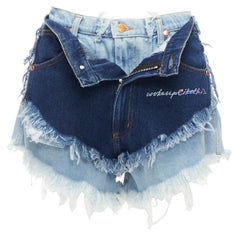 Natasha Zinko WRANGLER, pantaloncini in denim doppio sfrangiato destrutturato FR34 XS