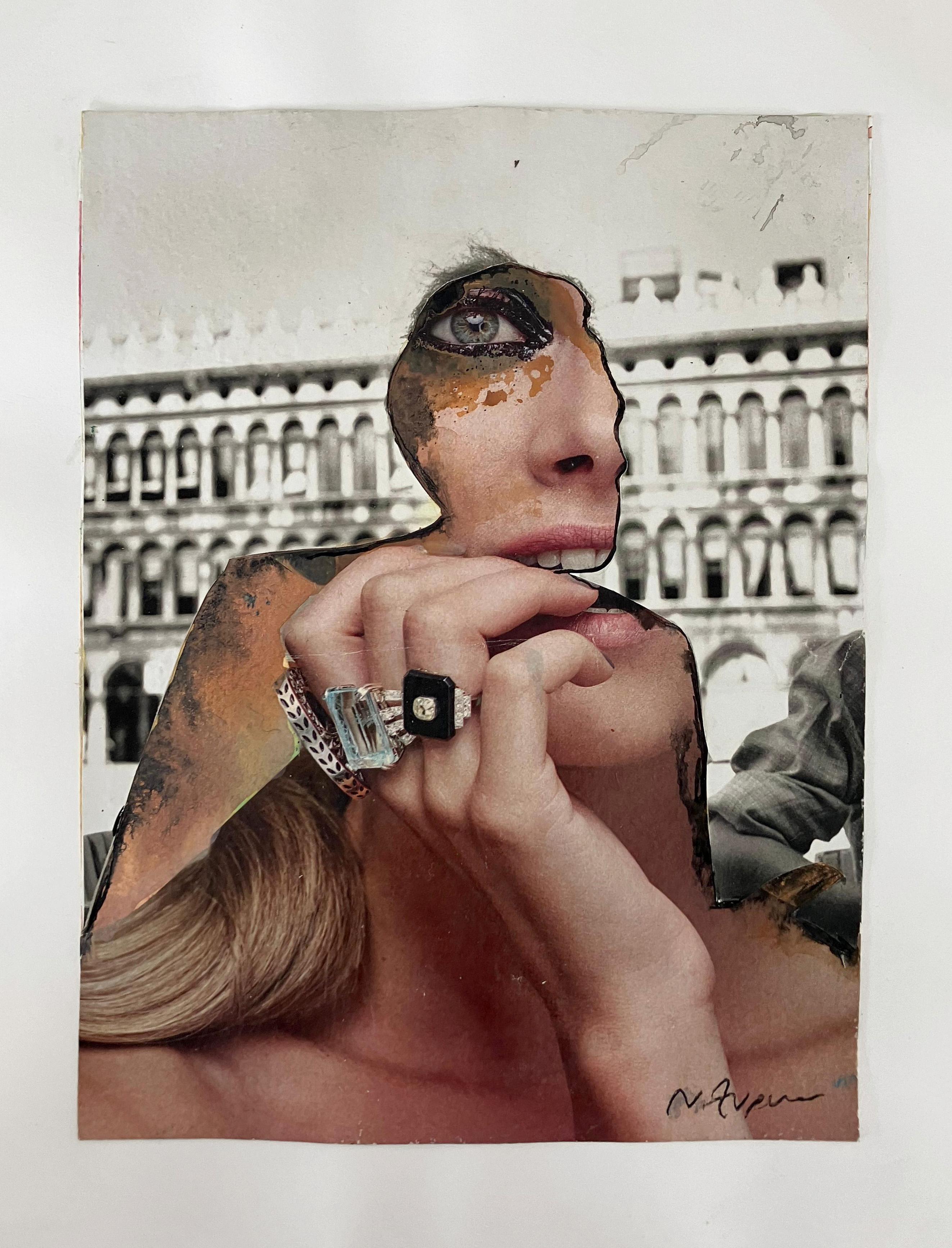 Cocteau Rings, #2271. Homage to Horst P Horst, Mixed media Collage on Paper.