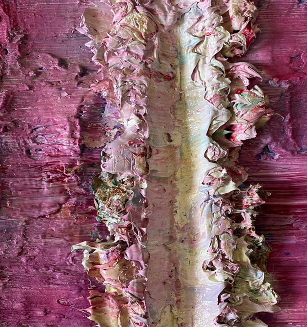 Límites de color #34, 2018 por Natasha Zupan
De la serie Color Boundaries
Óleo, tela, médium, sobre lienzo 
Tamaño: 9,5 pulg. H x 7,5 pulg. Ancho x 3 pulg. Fondo.
Lienzo sobre bastidor

Natasha Zupan une maravillosamente lo antiguo y lo nuevo,