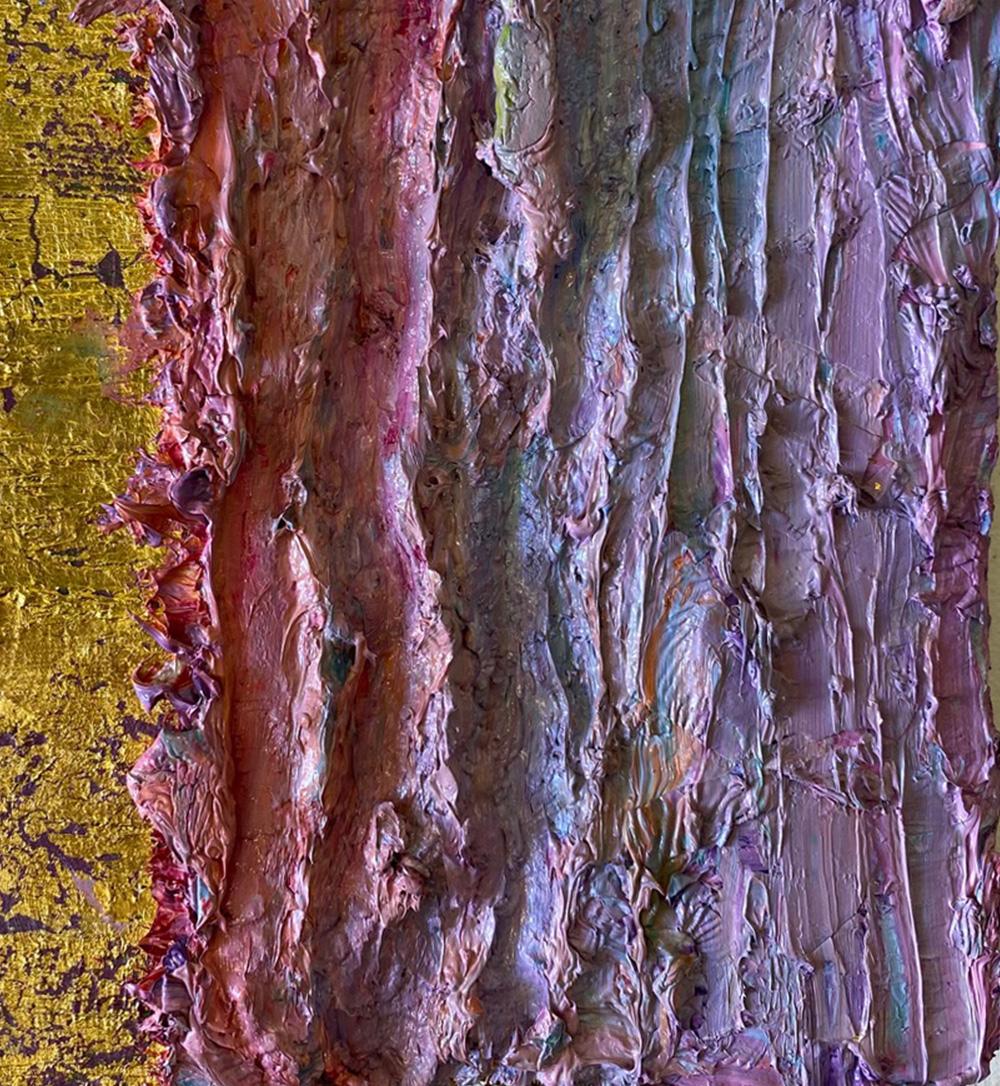 Límites de color #35. Pintura abstracta sobre lienzo, montada sobre bastidor. - Abstract Painting Oro de Natasha Zupan
