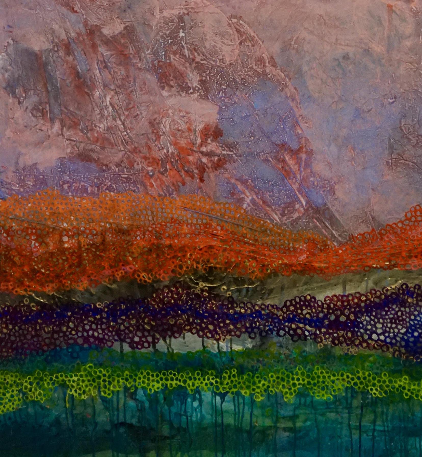 Farbgrenzen #66, Abstraktes Gemälde, Organza-Stoff geschichtet (Zeitgenössisch), Painting, von Natasha Zupan