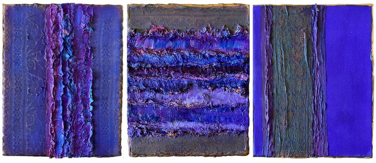 Natasha Zupan Abstract Painting - Color Derivatives # 155, #149 and #129, Paintings (triptych) Oil, fabric, medium
