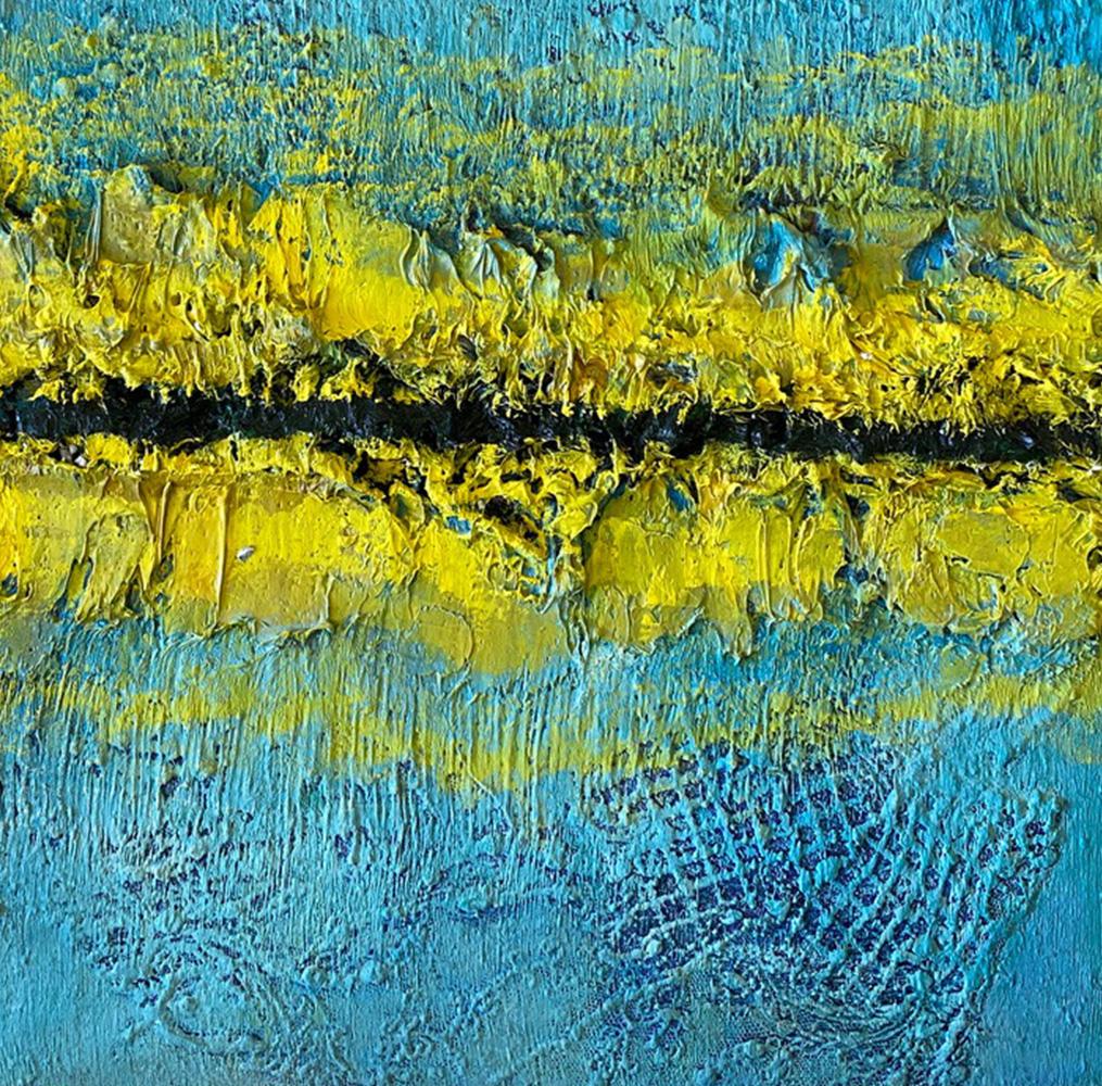 Color Derivatives #5, 2016 by Natasha Zupan
From the series Color Derivatives
Oil, fabric, medium, on wood
Size: 18 in. H x 15 in. W x 3 in D.

Natasha Zupan beautifully unites the old and new, combining the innovation of her highly crafted