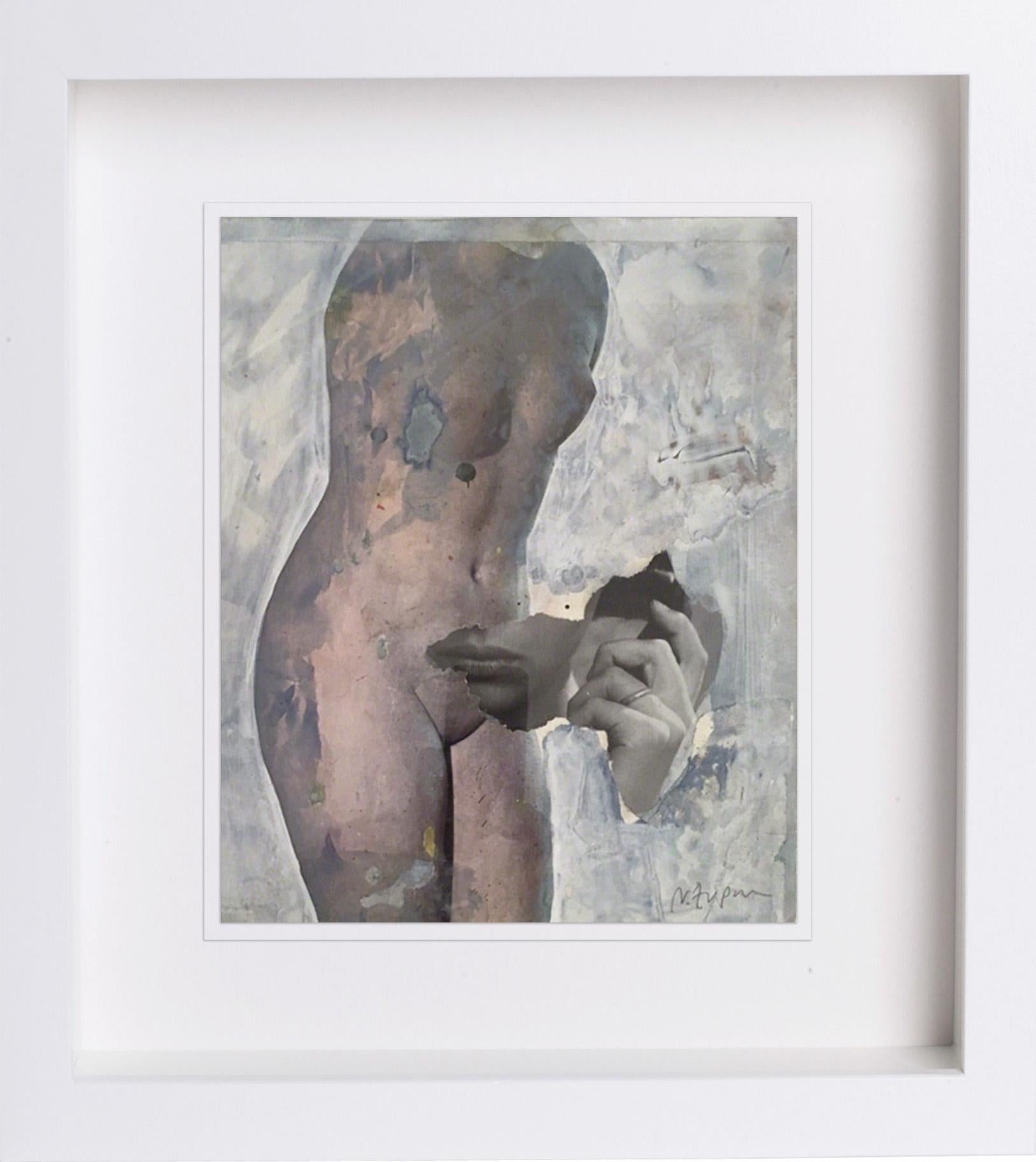 Crazy He Calls Me. Framed Mixed media Collage on paper For Sale 3