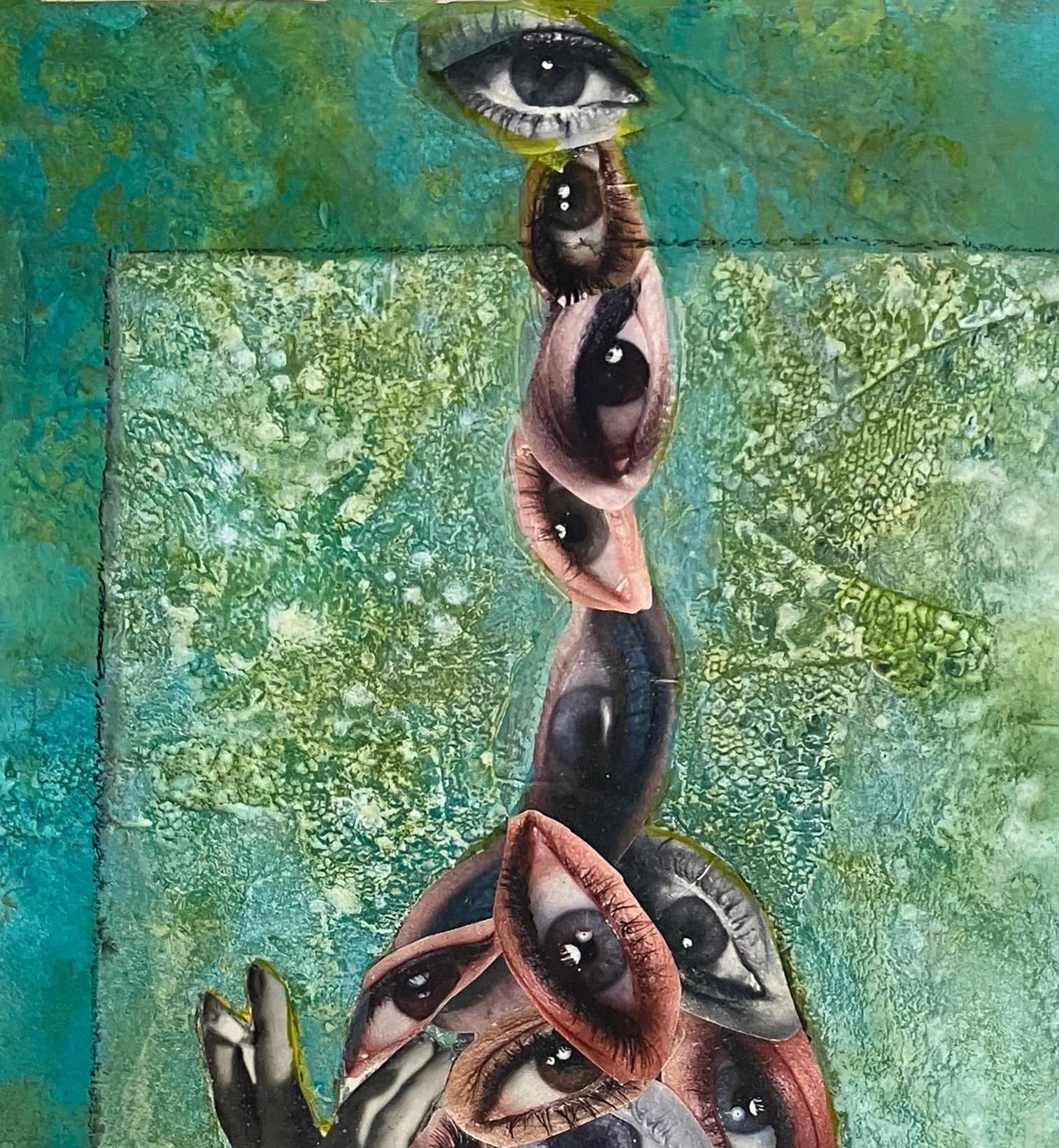 Diana's Eyes #2256. Hommage an Hort P. Horst, Mischtechnik Collage auf Papier (Moderne), Mixed Media Art, von Natasha Zupan