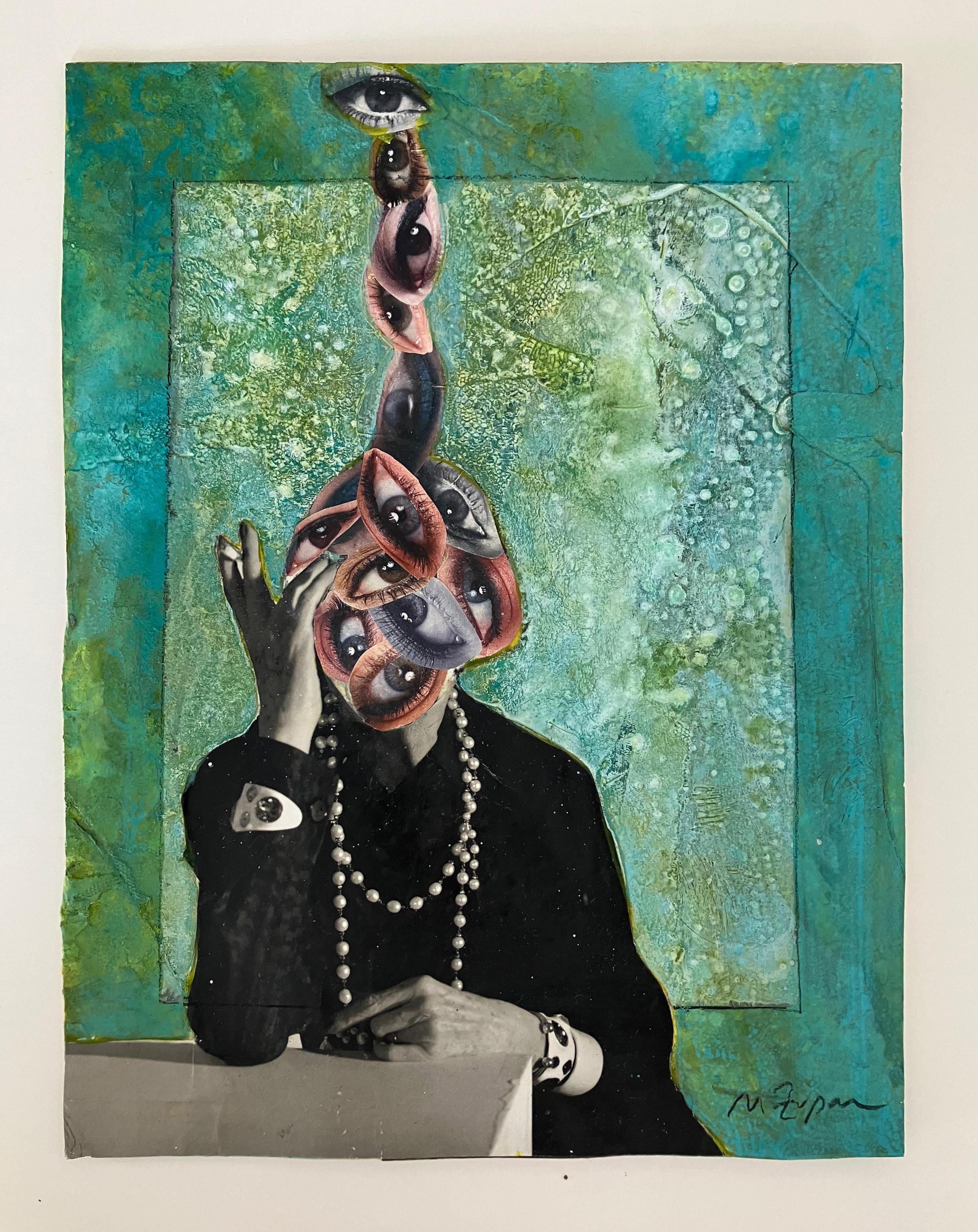 Diana's Eyes #2256. Hommage an Hort P. Horst, Mischtechnik Collage auf Papier im Angebot 2