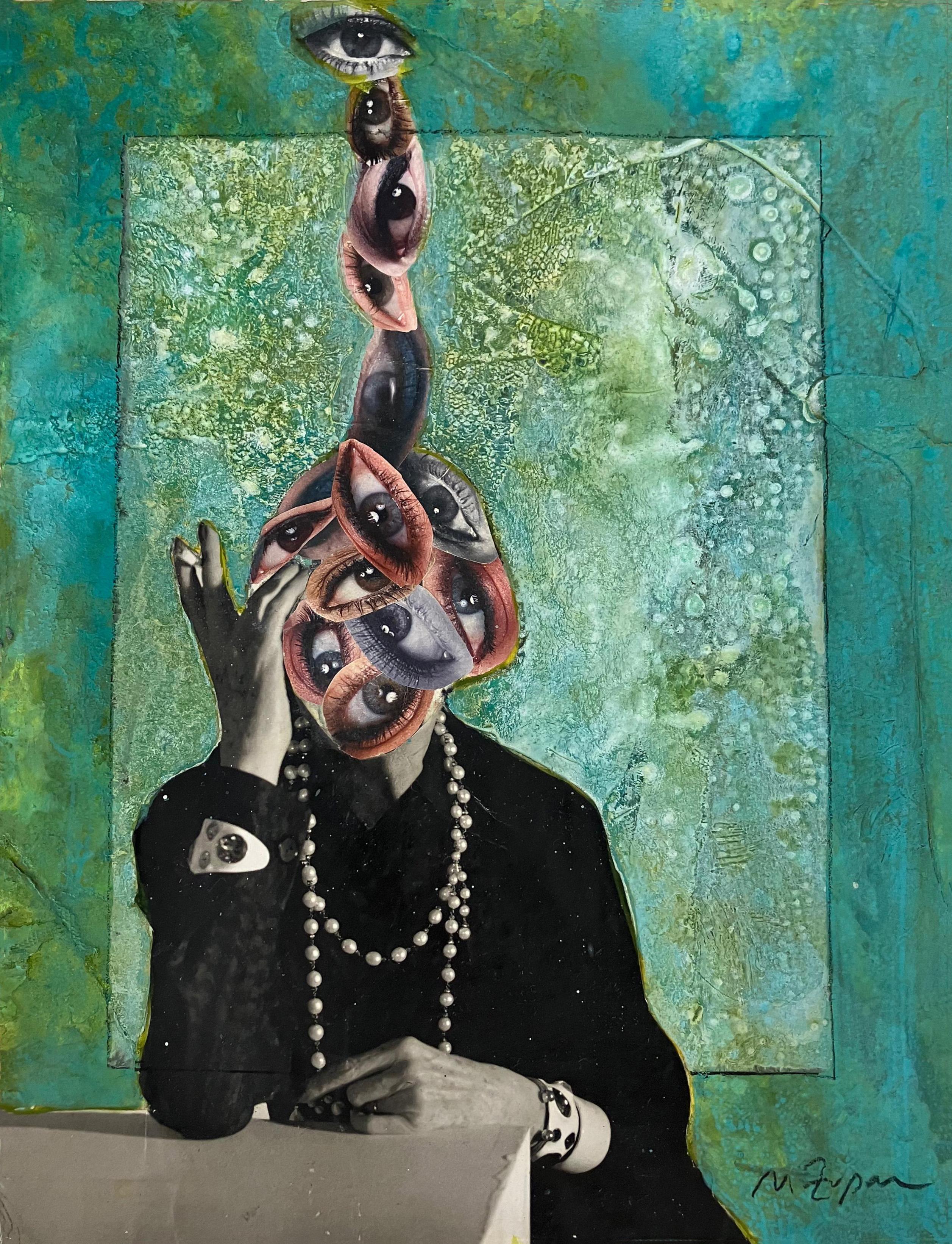 Diana's Eyes #2256. Homage to Hort P Horst, Mixed media Collage on Paper