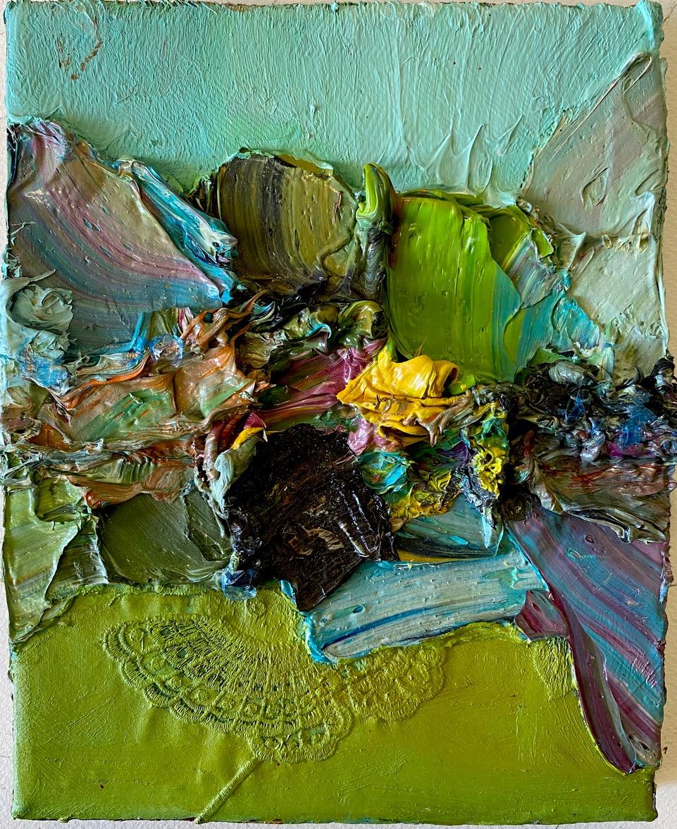 Leuchtbrechung 59 und 60, Gemälde in Mischtechnik auf Leinwand, montierte Streben – Painting von Natasha Zupan